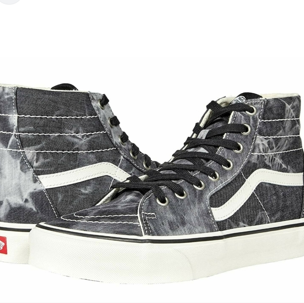 Vans 'Denim Destroy' Black and White Faded Tie Dye Sneakers Sz 8 Mens 9.5 Womens